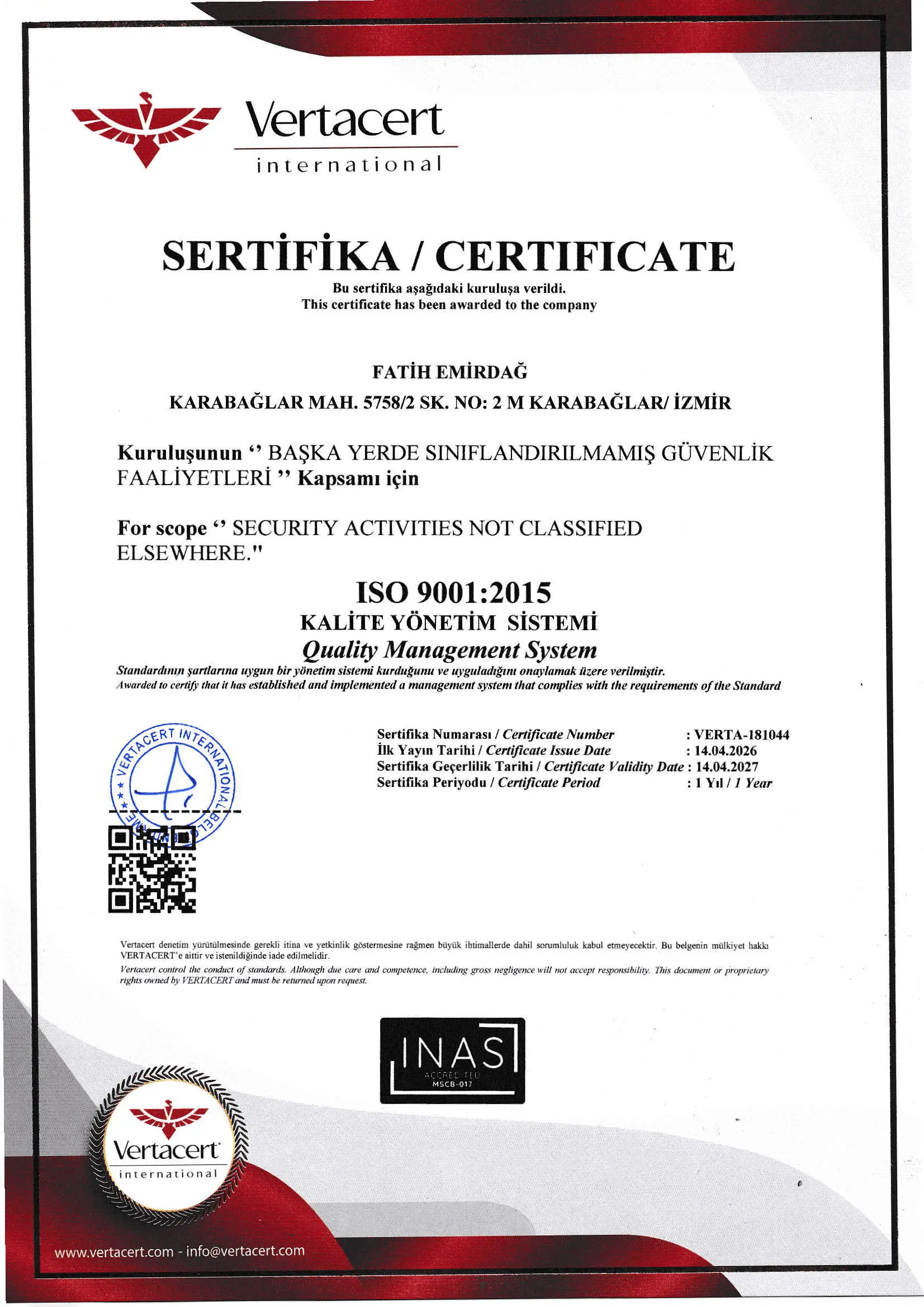 Airtel Bilişim hizmetlerini sunan FAEM Elektronik ISO 9001:2015 Kalite Yönetim Sistemi belgesi